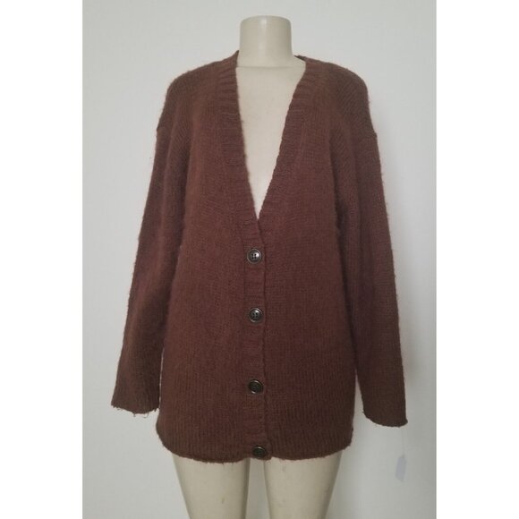 INSIGHT WOMEN'S MOHAIR MIX KNITTED CROPPED BUTTON CARDIGAN SIZE 2 #847 - Picture 1 of 11